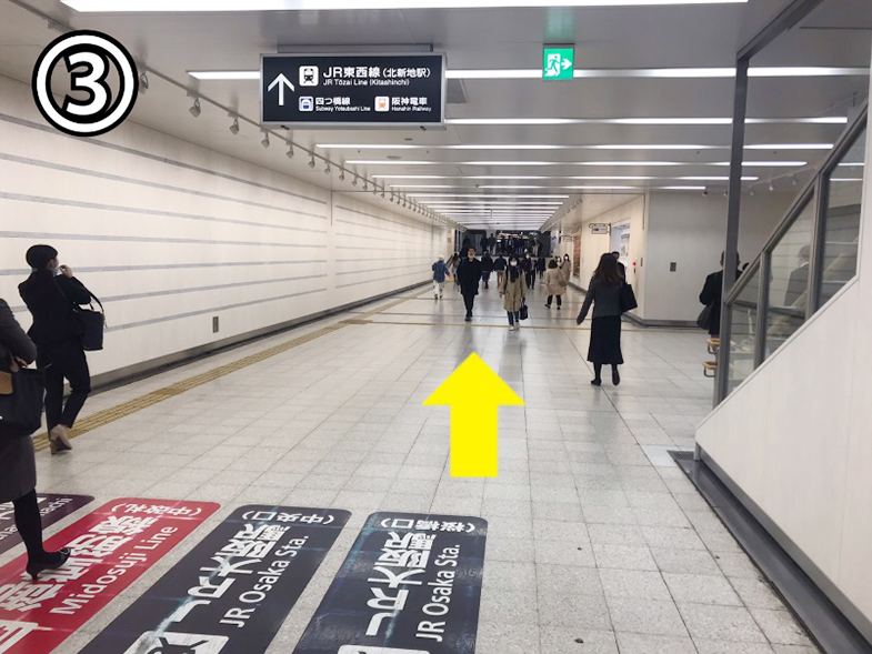 Jr大阪駅 桜橋口地下通路からの道順案内 よつば会クリニック大阪 梅田院 大阪市北区梅田 ブリーゼブリーゼ 5f 形成外科 美容皮膚科 美容外科